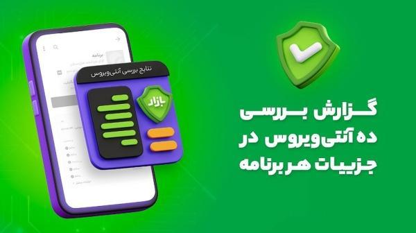 نتایج آنالیز هر برنامه به وسیله ده آنتی ویروس معتبر به کاربران بازار اعلام می گردد